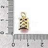 Rectangle Brass with Glass Charms KK-G525-05G-4