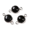 Natural Black Agate Connector Charms G-D059-01C-02-1