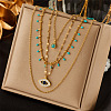 304 Stainless Steel & Synthetic Turquoise Pendant Multi Layered Necklaces for Women FS-WG34384-04-1