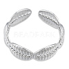 304 Stainless Steel Shell Wrap Open Cuff Ring for Women RJEW-N038-102P-2