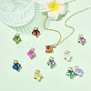 11Pcs 11 Colors Brass with K9 Glass Charms KK-CJ0004-07-6