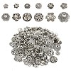 120Pcs 12 Styles Tibetan Style Alloy Bead Caps TIBE-YW0001-61-1