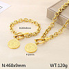 Flat Round with Saint Benedict 304 Stainless Steel Pendant Necklaces & Charm Bracelets Sets FS-WG2A73C-08-1