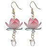 3D Lotus Plastic Dangle Earrings EJEW-JE05525-01-1