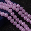 Violet Color Spray Painted Round Imitation Jade Glass Beads Strands X-DGLA-S076-8mm-22-1