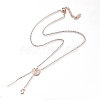 304 Stainless Steel Rose Lariat Necklaces NJEW-I240-18-2