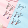 304 Stainless Steel Mixed Stone Column Hoop Earrings EJEW-JE06791-2