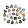 Natural & Synthetic Mixed Gemstone Flat Round Pendants G-Q188-01P-1