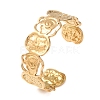 304 Stainless Steel Hollow Rose Flower Open Cuff Bangles for Women SA-CBABC9E-01G-2