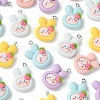 25Pcs 5 Colors Opque Resin Animal Pendants RESI-CJ0003-76-3