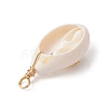 Copper Wire Wrapped Natural Cowrie Shell Pendants PALLOY-JF03554-06-4