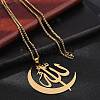 201 Stainless Steel Moon & Arabic Pendants Box Chain Necklaces for Women Men LS-NJEW-R013-02G-3