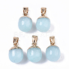 Top Golden Plated Natural White Jade Pendants X-G-T131-03P-1