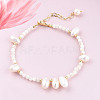 Natural White Shell & Pearl Beaded Bracelet for Women BJEW-T021-01G-2