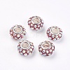Crystal AB Large Hole Rondelle Glass and Resin Rhinestone European Beads with Silver Color Brass Core X-MPDL-14D-27-1