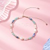 Natural Amethyst & Rainbow Moonstone & Amazonite & Cultured Freshwater Pearl Beads Braided Bead Bracelets for Women BJEW-JB12666-02-2