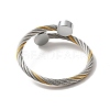 304 Stainless Steel Twist Rope Open Cuff Bangle with Flat Round Beaded for Women BJEW-P283-52-3