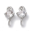 Rack Plating Brass Pave Clear Cubic Zirconia Connector Charms KK-Z039-39P-1