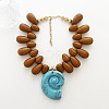Ocean Plastic Shell Shape Pendant Teardrop Beaded Necklaces for Women FS-WG4B22D-01-1