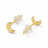 Brass Tiny Crescent Moon Stud Earrings for Women EJEW-P211-09G-3