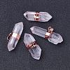 Natural Quartz Crystal Double Terminated Pointed Pendants G-P253-02RG-3