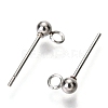 Original Color 304 Stainless Steel Ball Post Stud Earring Findings STAS-C018-23P-03-2