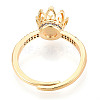 Crown Shape Brass Micro Pave Clear Cubic Zirconia Cup Peg Ring Settings X-KK-T076-18G-3
