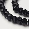 Faceted Black Glass Rondelle Beads Strands X-GR10MMY-27-2