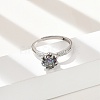 Rhodium Plated 925 Sterling Silver Moissanite Adjustable Rings for Women RJEW-U038-04P-2
