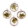 Transparent Clear Epoxy Resin & Dried Flower Pendants RESI-S383-075-C02-1