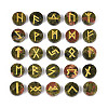 Brass Elder Futhark Alphabet Engraved Symbol Flat Round Natural Unakite Rune Stones G-I373-01E-1