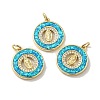 Rack Plating Brass Micro Pave Cubic Zirconia with Synthetic Opal Pendants KK-D088-18G-1