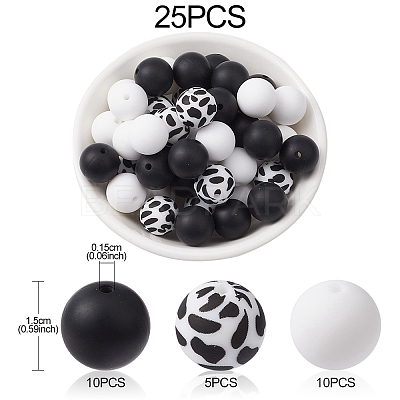 Round Food Grade Eco-Friendly Silicone Focal Beads SIL-YW0001-14A-1
