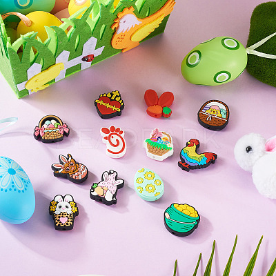 12Pcs 12 Styles Easter Silicone Focal Beads SIL-TA0002-56-1