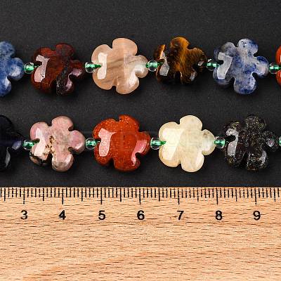 Mixed Natural Gemstone Flower Beads Strands G-L241B-07-1