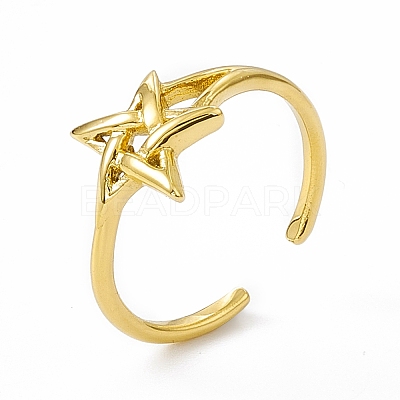 Ion Plating(IP) 304 Stainless Steel Open Cuff Ring for Women RJEW-C060-48G-1