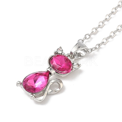Cat Shape Alloy Rhinestone Pendant Necklaces FS-WG5CA0C-01-1