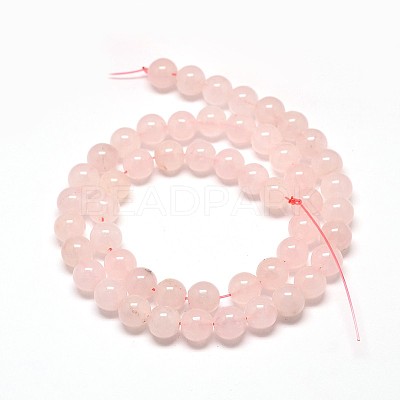 Natural Rose Quartz Round Beads Strands G-P072-05-4mm-1