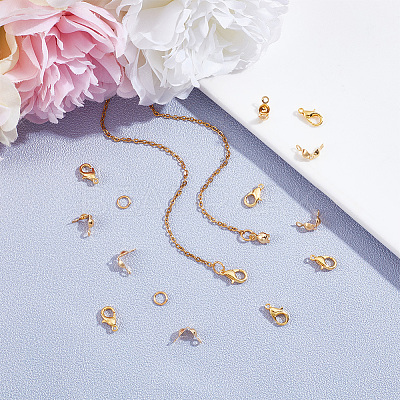 30Pcs Brass Lobster Claw Clasps with 30Pcs Open Jump Rings & 30Pcs Bead Tips KK-GO0001-13-1
