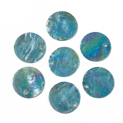 AB Color Plated Capiz Shell Pendants SSHEL-T008-01A-1