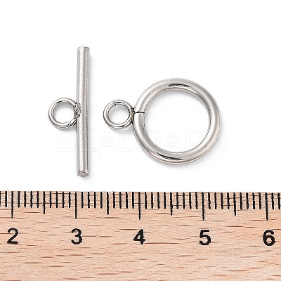 Non-Tarnish 304 Stainless Steel Ring Toggle Clasps X1-STAS-A092-09H-P-1