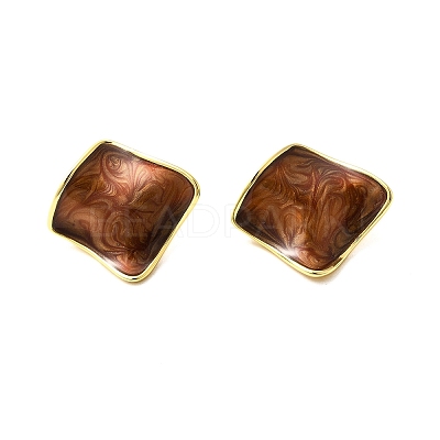 Brass Enamel Stud Earrings EJEW-B120-01G-02-1
