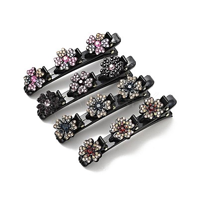 Fashion Double Layer Resin Rhinestone Alligator Hair Clips Sets PHAR-P005-25-1