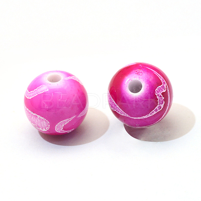 Spray Painted Drawbench Acrylic Round Beads ACRP-S657-12mm-M-1