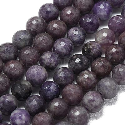 Natural Lepidolite/Purple Mica Beads Strands G-B165-A11-8mm-1