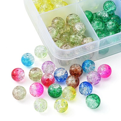 200Pcs 10 Colors Baking Paint Crackle Glass Bead Strands CCG-YW0001-17-1