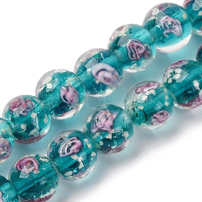 Luminous Handmade Glod Sand Lampwork Beads Strands LAMP-B028-03P-10mm-1