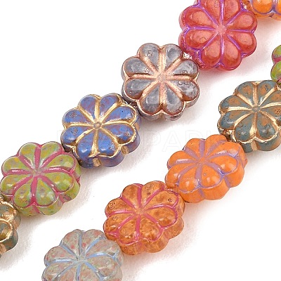 Painted Glass Beads Strands X-GLAA-F133-07B-1