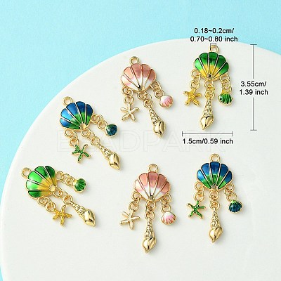 6Pcs 3 Colors Alloy Enamel Pendants ENAM-YW0003-79-1