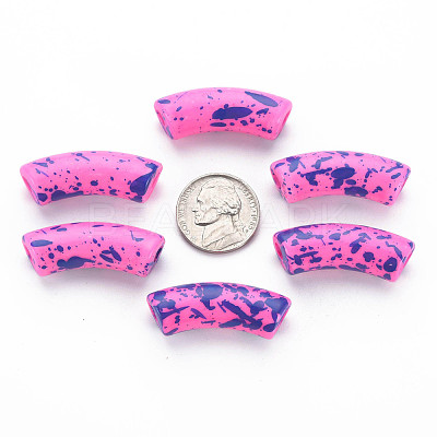 Opaque Spray Painted Acrylic Beads MACR-S372-001F-B06-1